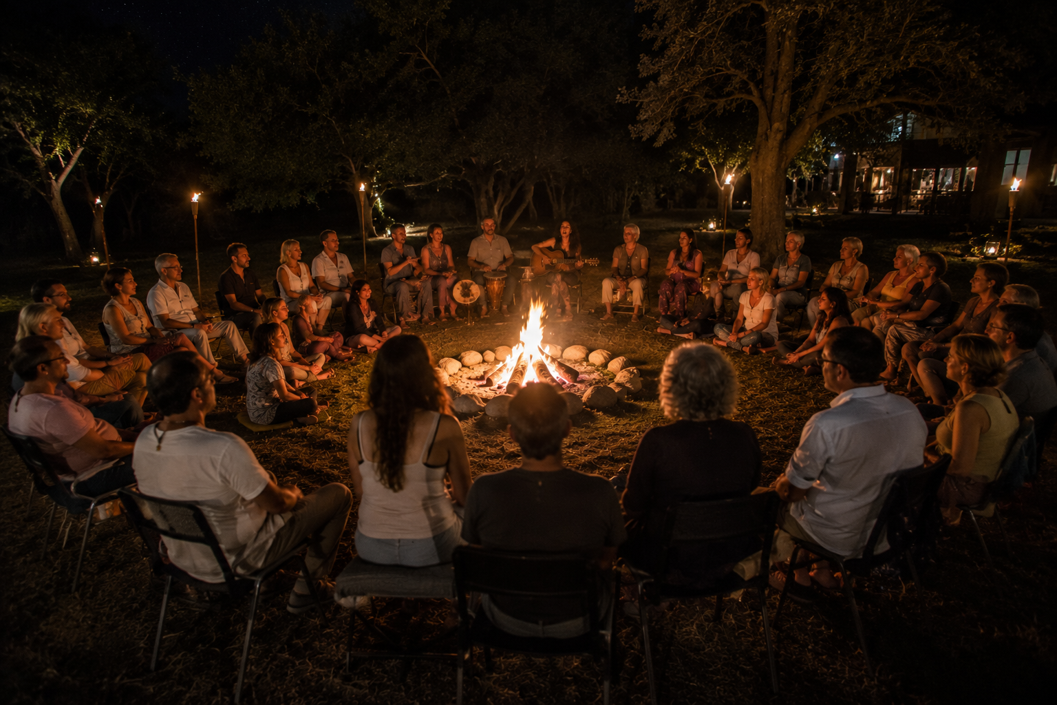 Participantes del retiro holístico de coaching disfrutando experiencias de sanación y bienestar