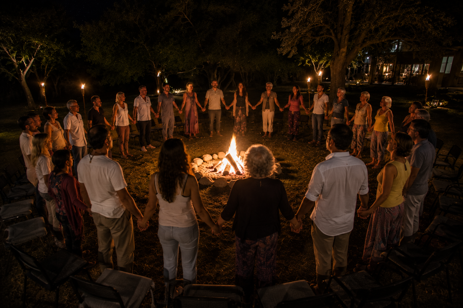 Participantes del retiro holístico de coaching disfrutando experiencias de sanación y bienestar