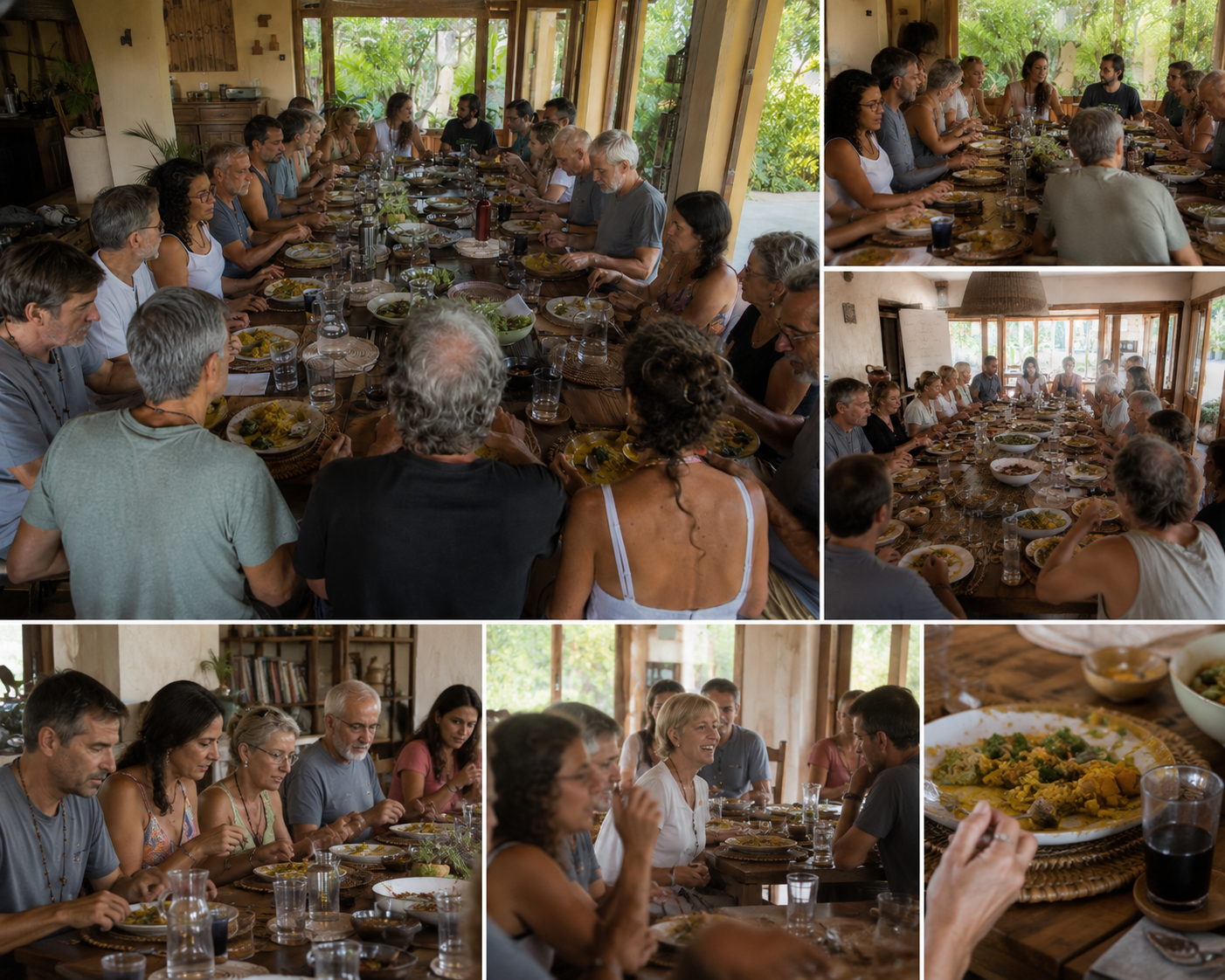 Participantes del retiro holístico de coaching disfrutando experiencias de sanación y bienestar
