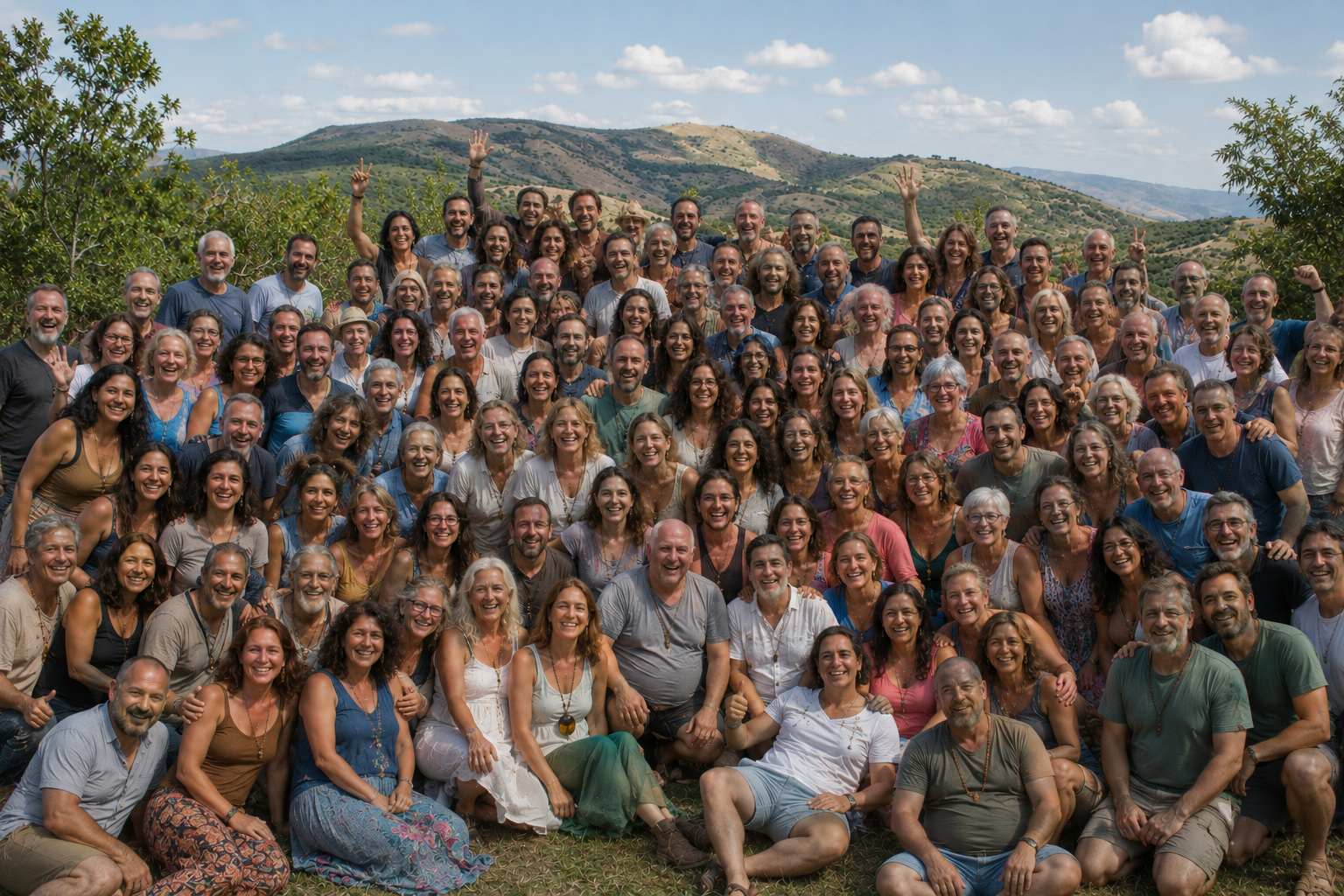 Participantes del retiro holístico de coaching disfrutando experiencias de sanación y bienestar